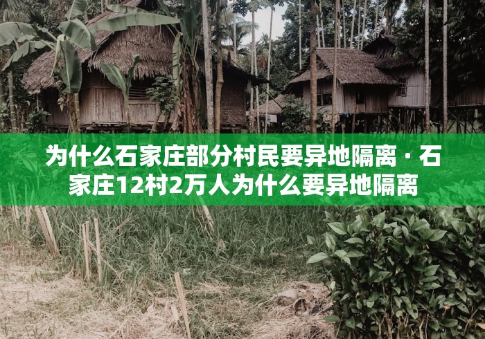 为什么石家庄部分村民要异地隔离 · 石家庄12村2万人为什么要异地隔离 为什么石家庄部分村民要异地隔离 · 石家庄12村2万人为什么要异地隔离