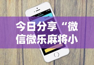 今日分享“微信微乐麻将小程序有挂吗”详细分享装挂
